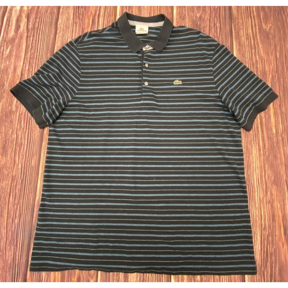 Vintage Lacoste Navy Blue Striped Polo Men’s Size 7 Pre-Owned Classic Shirt